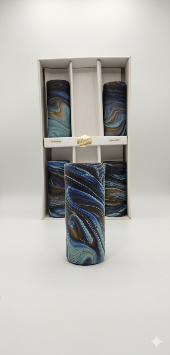 Acostars™ Handgemaakte Blauwe Glazen (6 stuks) uit Hebron, Palestina