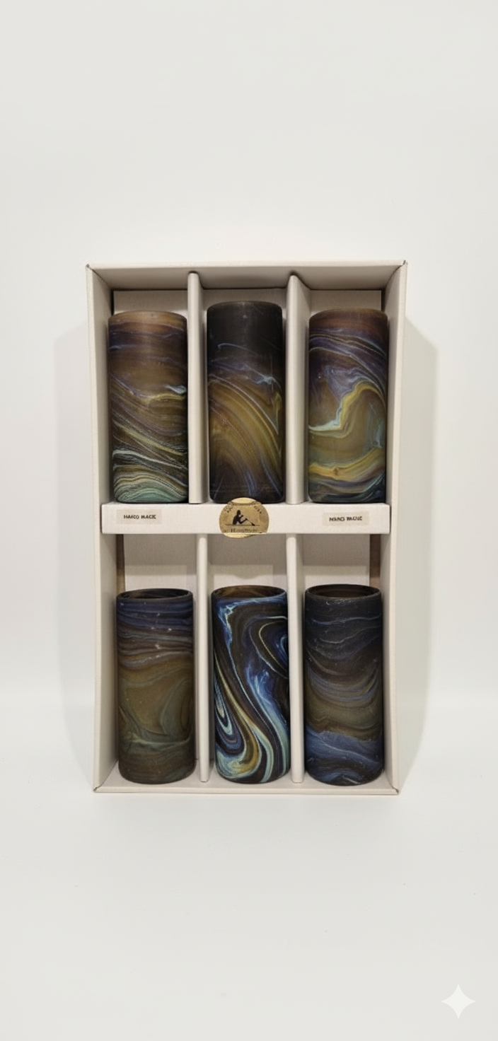 Acostars™ Handgemaakte Groen/Blauwe Glazen (6 stuks) uit Hebron, Palestina